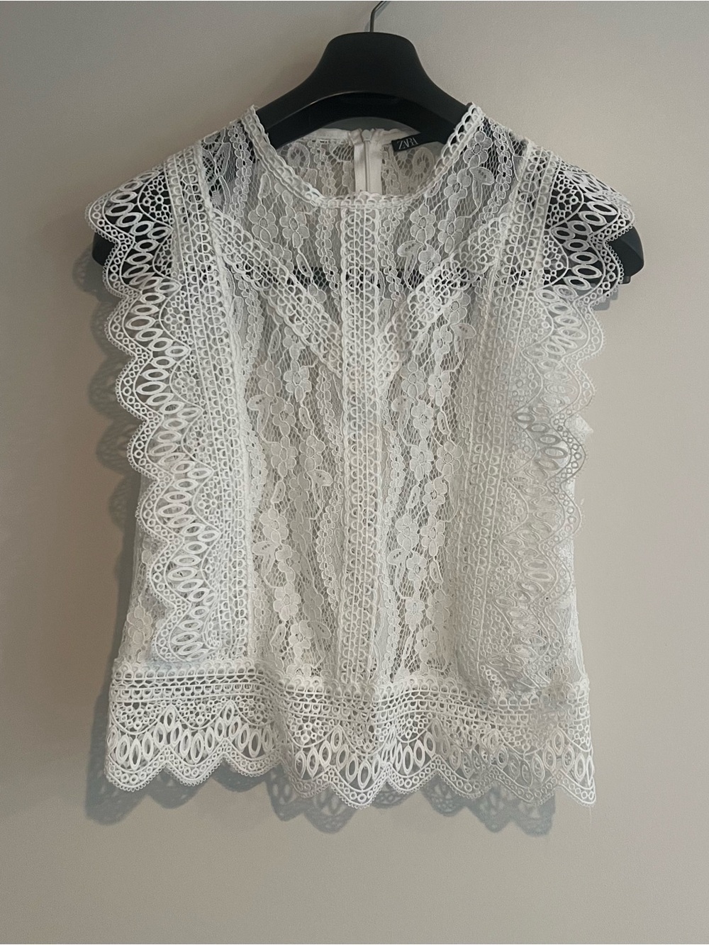 Zara White Lace Camisole with Scalloped Trim